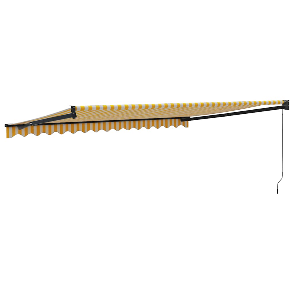 Retractable Awning Yellow and White 4x3 m Fabric and Aluminium