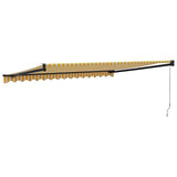 Retractable Awning Yellow and White 4x3 m Fabric and Aluminium