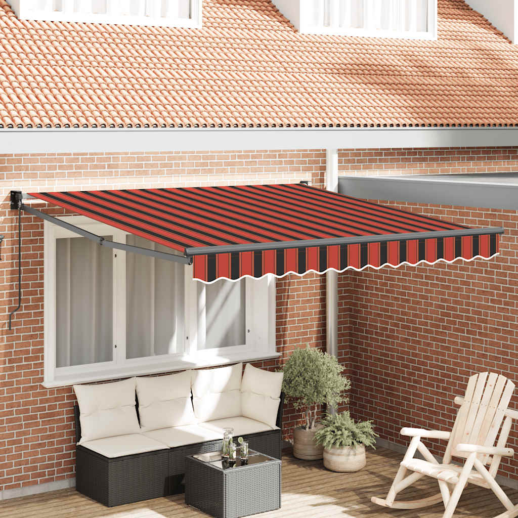 Retractable Awning Orange and Brown 3x2.5 m Fabric and Aluminium