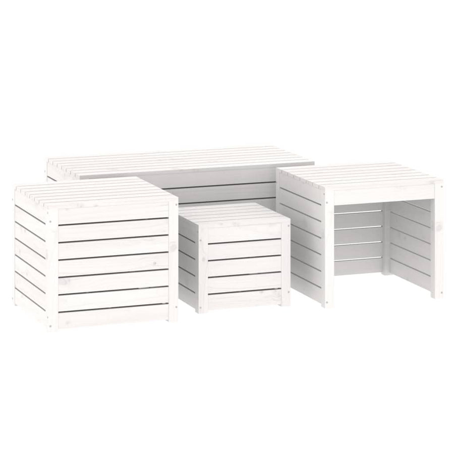 4 Piece Garden Box Set White Solid Wood Pine