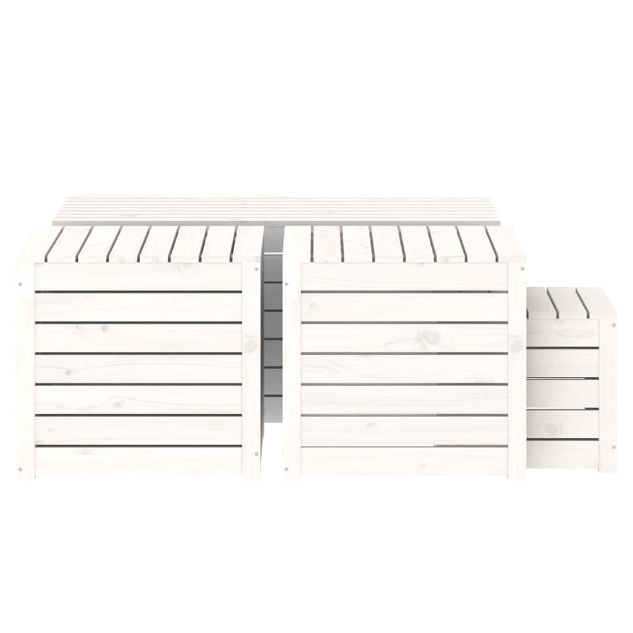 4 Piece Garden Box Set White Solid Wood Pine