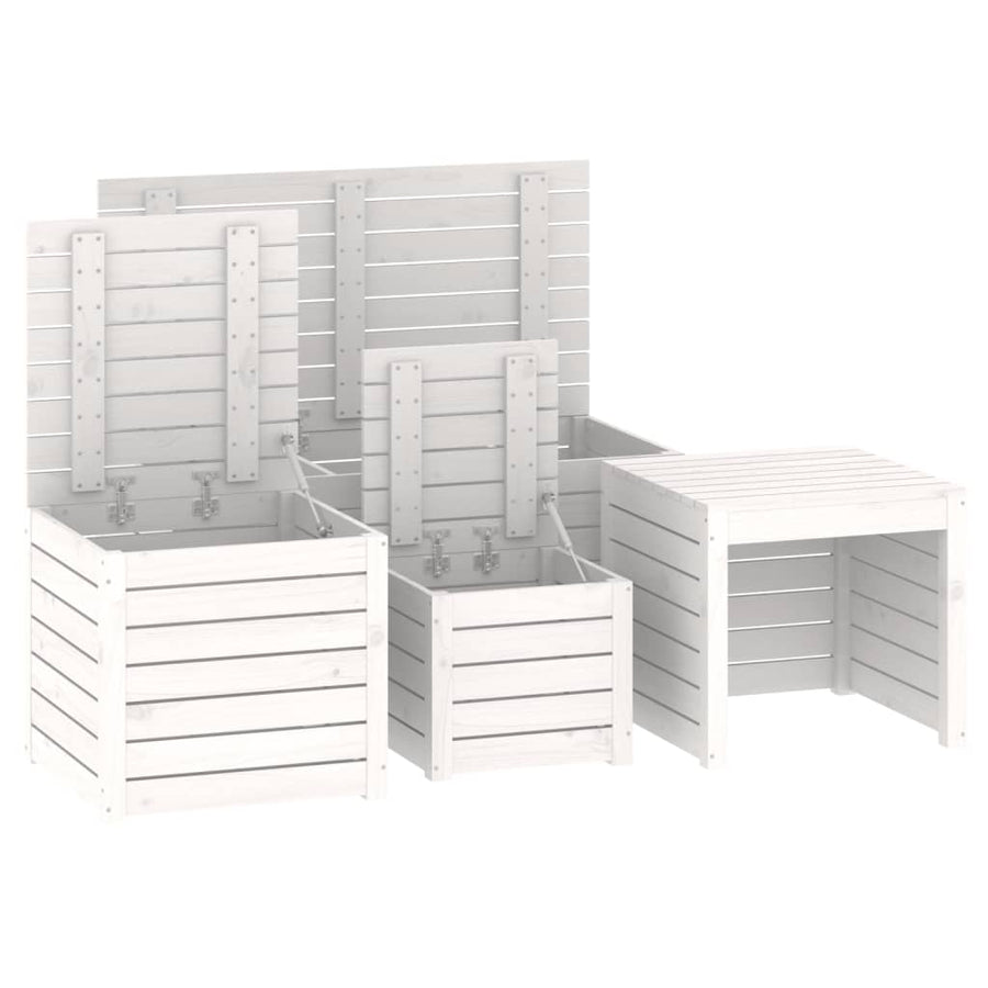 4 Piece Garden Box Set White Solid Wood Pine