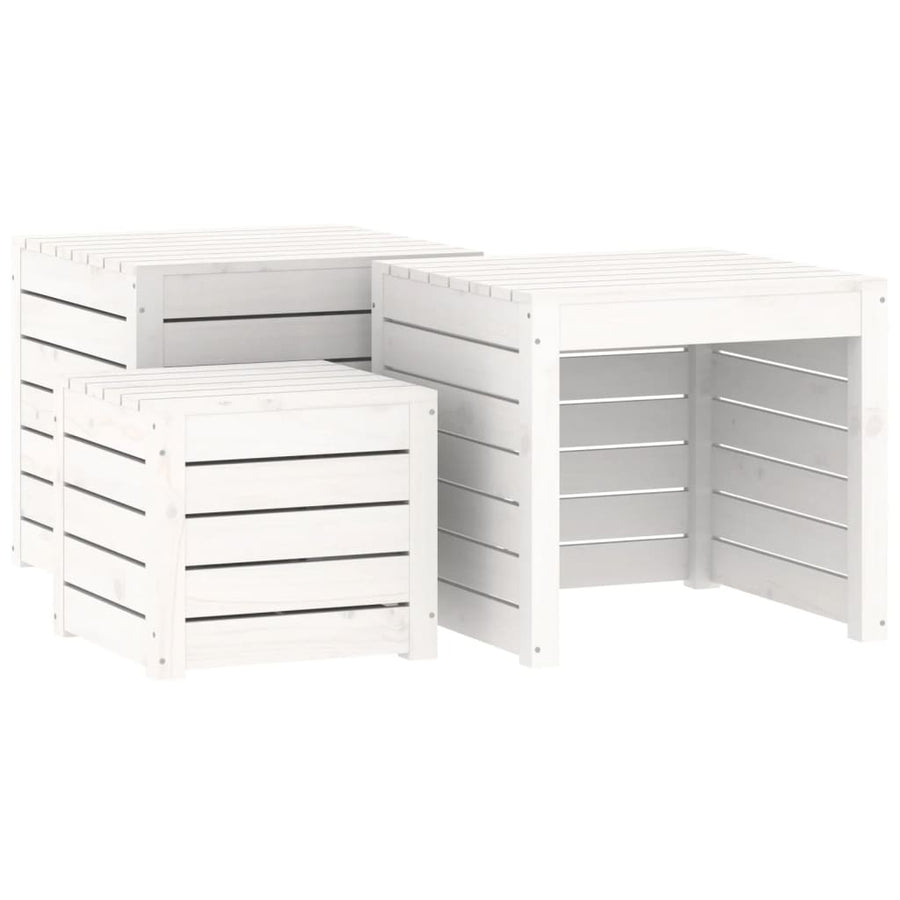 4 Piece Garden Box Set White Solid Wood Pine