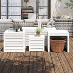 4 Piece Garden Box Set White Solid Wood Pine