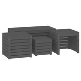 4 Piece Garden Box Set Grey Solid Wood Pine - Front View