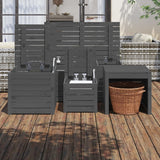 4 Piece Garden Box Set Grey Solid Wood Pine - Side View