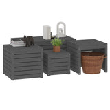 4 Piece Garden Box Set Grey Solid Wood Pine - Top-Down View