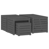 4 Piece Garden Box Set Grey Solid Wood Pine - 45-Degree Angle