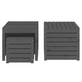 4 Piece Garden Box Set Grey Solid Wood Pine - Rear View