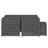 4 Piece Garden Box Set Grey Solid Wood Pine - Close-Up Angle