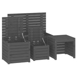 4 Piece Garden Box Set Grey Solid Wood Pine - Low Angle