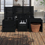 4 Piece Garden Box Set Black Solid Wood Pine - Side View