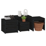 4 Piece Garden Box Set Black Solid Wood Pine - Top-Down View