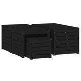 4 Piece Garden Box Set Black Solid Wood Pine - 45-Degree Angle