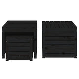 4 Piece Garden Box Set Black Solid Wood Pine - Rear View