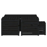 4 Piece Garden Box Set Black Solid Wood Pine - Close-Up Angle