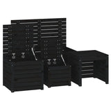 4 Piece Garden Box Set Black Solid Wood Pine - Low Angle