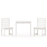 3 Piece Garden Bistro Set White Solid Wood Pine - Front View