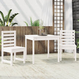 3 Piece Garden Bistro Set White Solid Wood Pine - Side View