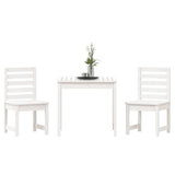 3 Piece Garden Bistro Set White Solid Wood Pine - Top-Down View