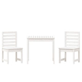 3 Piece Garden Bistro Set White Solid Wood Pine - 45-Degree Angle