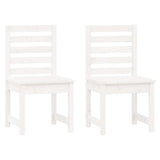 3 Piece Garden Bistro Set White Solid Wood Pine - Rear View