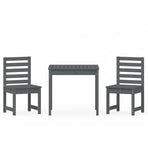 3 Piece Garden Bistro Set Grey Solid Wood Pine