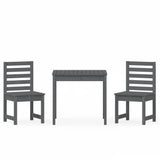 3 Piece Garden Bistro Set Grey Solid Wood Pine - Front View