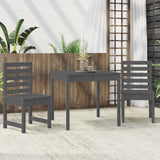 3 Piece Garden Bistro Set Grey Solid Wood Pine - Side View