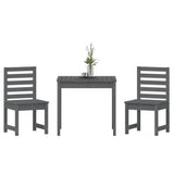 3 Piece Garden Bistro Set Grey Solid Wood Pine