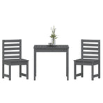 3 Piece Garden Bistro Set Grey Solid Wood Pine