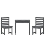 3 Piece Garden Bistro Set Grey Solid Wood Pine