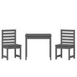 3 Piece Garden Bistro Set Grey Solid Wood Pine - 45-Degree Angle