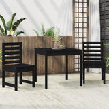 3 Piece Garden Bistro Set Black Solid Wood Pine - Side View