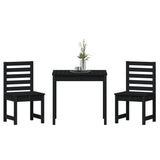 3 Piece Garden Bistro Set Black Solid Wood Pine