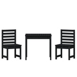 3 Piece Garden Bistro Set Black Solid Wood Pine - 45-Degree Angle