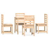 5 Piece Garden Dining Set Solid Wood Pine - Front View