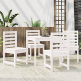 5 Piece Garden Dining Set White Solid Wood Pine - Side View