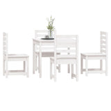 5 Piece Garden Dining Set White Solid Wood Pine - Top-Down View