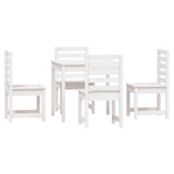 5 Piece Garden Dining Set White Solid Wood Pine