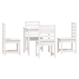 5 Piece Garden Dining Set White Solid Wood Pine - 45-Degree Angle