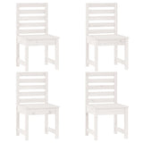 5 Piece Garden Dining Set White Solid Wood Pine - Rear View