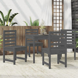 5 Piece Garden Dining Set Grey Solid Wood Pine - Side View