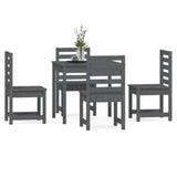 5 Piece Garden Dining Set Grey Solid Wood Pine - Top-Down View