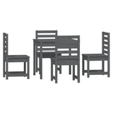 5 Piece Garden Dining Set Grey Solid Wood Pine - 45-Degree Angle