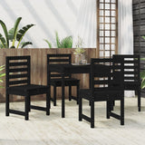 5 Piece Garden Dining Set Black Solid Wood Pine - Side View