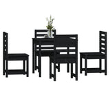 5 Piece Garden Dining Set Black Solid Wood Pine - Top-Down View