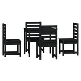 5 Piece Garden Dining Set Black Solid Wood Pine - 45-Degree Angle