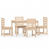 5 Piece Garden Dining Set Solid Wood Pine - Front View