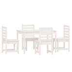 5 Piece Garden Dining Set White Solid Wood Pine